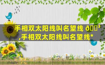手相双太阳线叫名望线 🐳 ,手相双太阳线叫名望线*